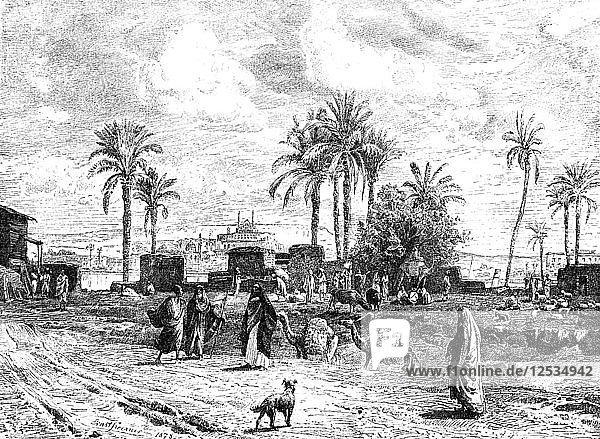 Kairo vom linken Nilufer aus gesehen  1881. Künstler: Unbekannt