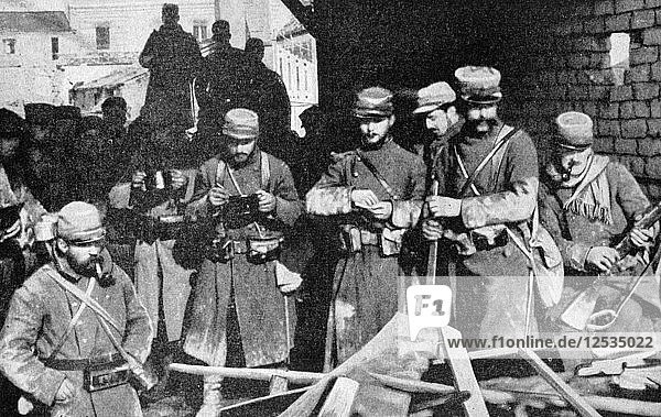 Französische Soldaten bei der Rast in der Champagne  Frankreich  Erster Weltkrieg  1915. Künstler: Unbekannt