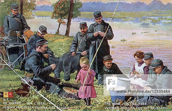 Der Krieg an der Yser  französische Postkarte aus dem Ersten Weltkrieg  1914-1918. Künstler: Unbekannt