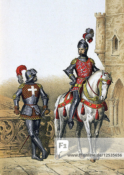 Hauptmann der Bogenschützen in Paris und ein Kavalier  15. Jahrhundert  (1887). Künstler: A. Lemercier