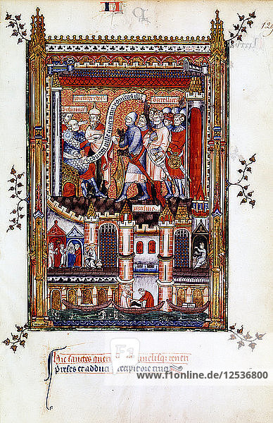 Sisinnius orders the arrest of St Denis  1317. Artist: Unknown