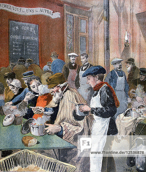 Die Nächstenliebe der Studenten; die Suppenküche von Butte-aux-Cailles  Paris  1894. Künstler: Oswaldo Tofani'