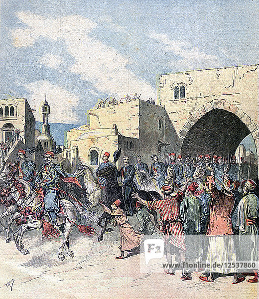 Der französische Konsul trifft während der Weihnachtsfeierlichkeiten in Bethlehem ein  1892. Künstler: Henri Meyer
