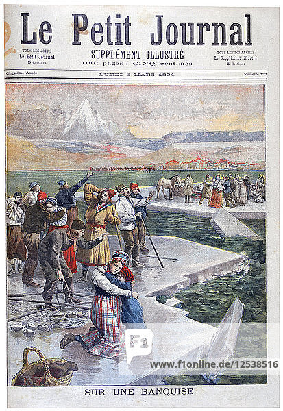 Auf Eisschollen gestrandete Menschen  Finnland  1894. Künstler: Unbekannt