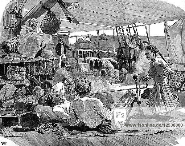 Dritte Klasse an Bord der Kilwa  Brindisi nach Birma  1886. Künstler: Unbekannt