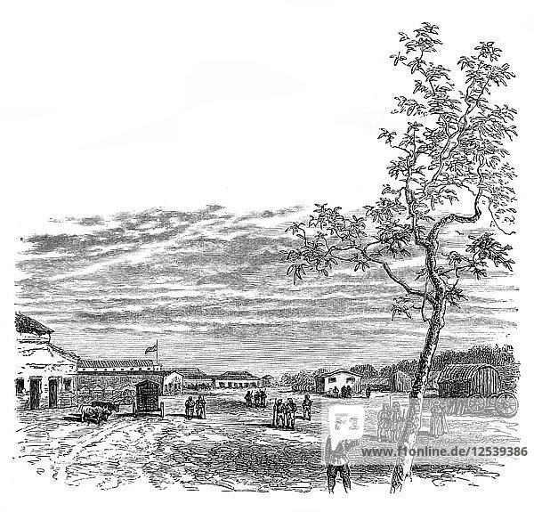 Die Kaserne in Meerut  Indien  um 1850  (1888). Künstler: Unbekannt