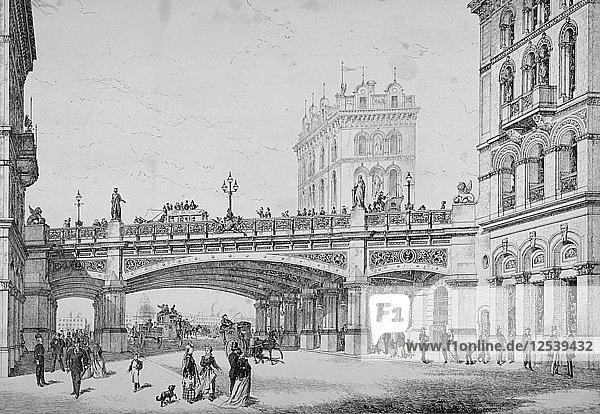 Farringdon Street and Holborn Viaduct  City of London  1869. Artist: Anon