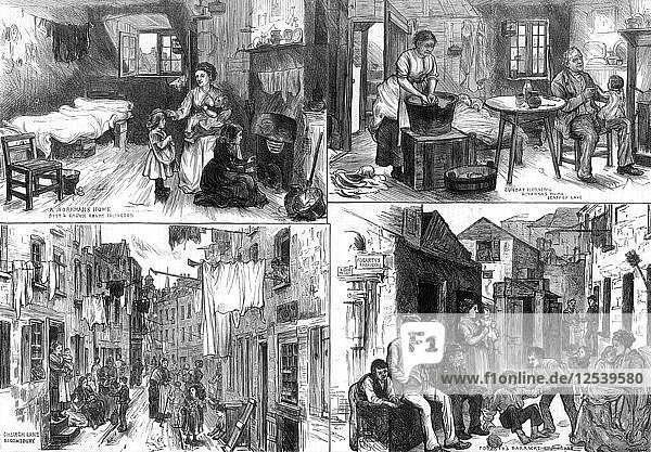 Die Behausungen der Armen in London  1875. Künstler: Unbekannt