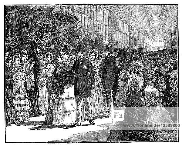 Königlicher und kaiserlicher Besuch im Crystal Palace  1850er Jahre  (um 1888).Künstler: William Barnes Wollen