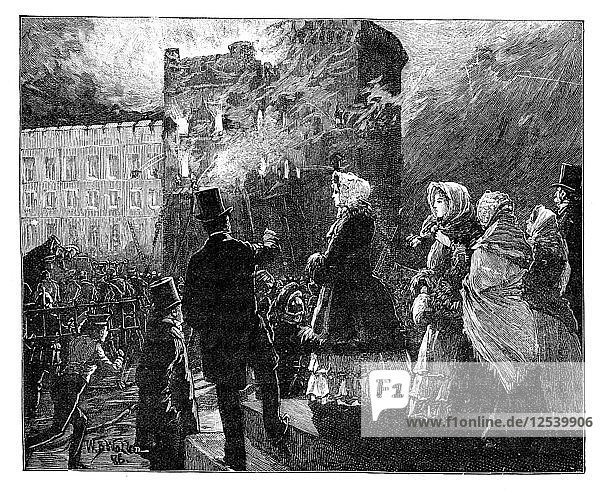 Feuer im Prince of Waless Tower  Schloss Windsor  um 1850  (1888). Künstler: William Barnes Wollen