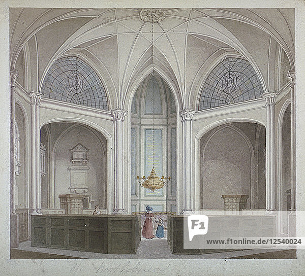 Interior of the Church of St Bartholomew-the-Less  City of London  1834. Artist: Robert Blemmell Schnebbelie
