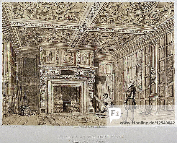 Innenraum des Alten Hauses  Gravel Lane  City of London  1840. Künstler: Anon