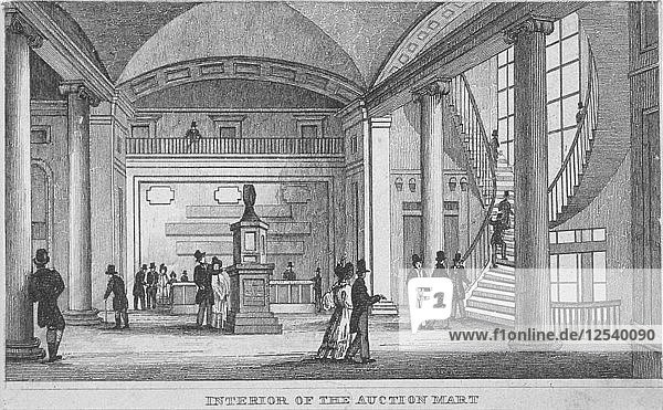Innenraum des Auktionshauses in der Bartholomew Lane  City of London  1835. Künstler: Anon