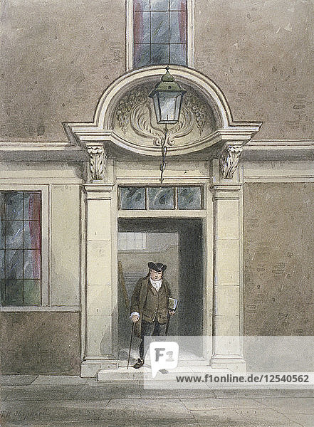 Ansicht von Dr. Johnsons Tür und Treppenhaus  Inner Temple Lane  City of London  1855. Künstler: Thomas Hosmer Shepherd