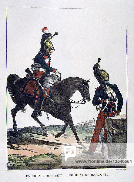 Uniform des 12. Dragonerregiments  Frankreich  1823. Künstler: Charles Etienne Pierre Motte