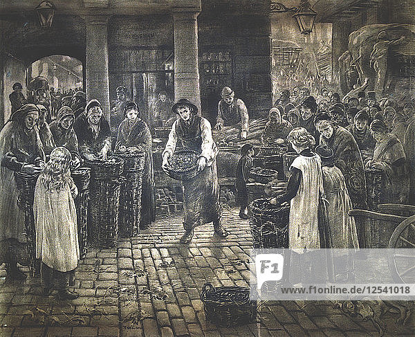 Szene aus dem Covent Garden - Stehende Arbeiterinnen  um 1862-1935. Künstler: Francis William Lawson