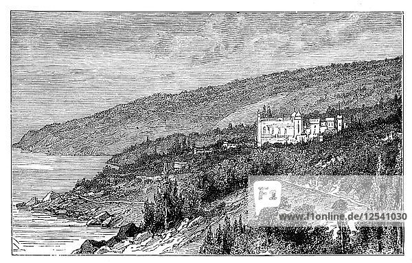 Blick auf die Krim: das Schloss Woronzow  Alupka  Ukraine  um 1888. Künstler: Unbekannt
