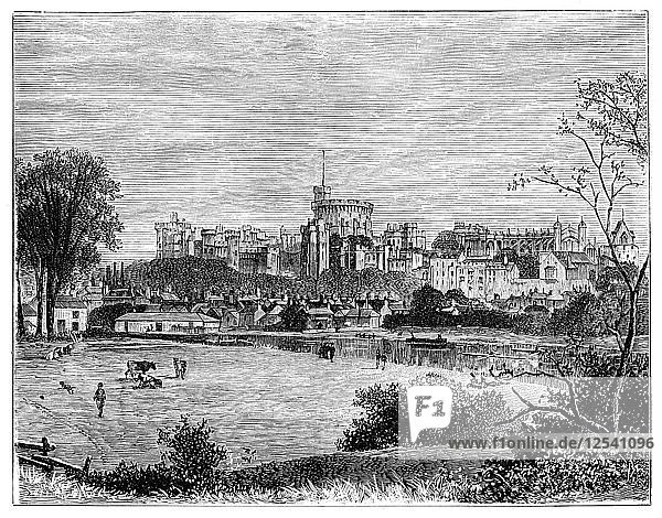 Schloss Windsor von Brocas Meadows aus  um 1888. Künstler: Unbekannt