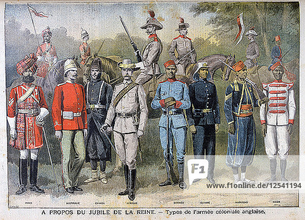 Militärische Uniformen der britischen Kolonialarmee  1897. Künstler: Henri Meyer