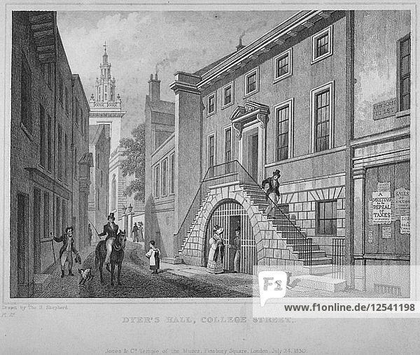 View of the Dyers Hall  College Street  City of London  1830. Artist: John Greig