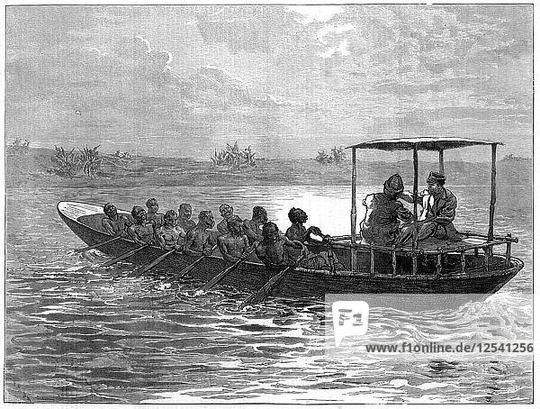 Livingstone and Stanley going from Ujiji to the Rusizi River  1871. Artist: Unknown