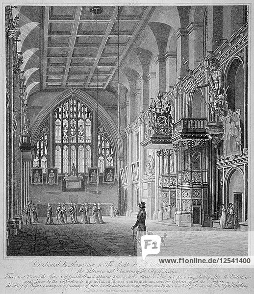 Innenraum der Guildhall  City of London  1816. Künstler: George Hawkins
