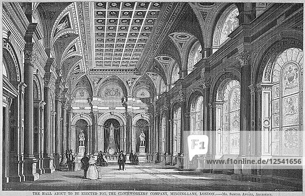 Interior view of the Clothworkers Hall  Mincing Lane  City of London  1856. Artist: Anon