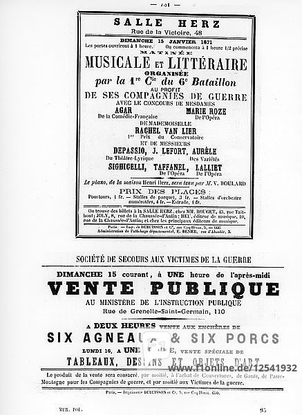 Vente Publique  von französischen politischen Plakaten der Pariser Kommune  Mai 1871. Künstler: Unbekannt