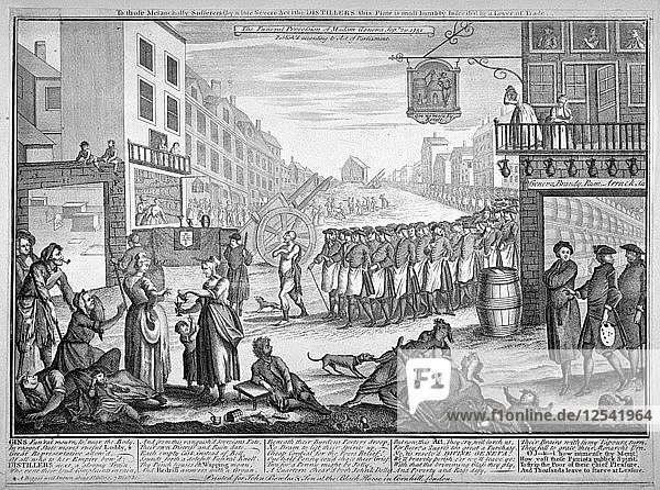 Vorgetäuschter Leichenzug in St. Giles  London  1751. Künstler: Anon