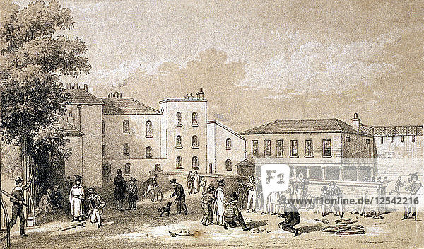 View of the playground of Burlington House and School  Fulham  London  c1825. Artist: Anon