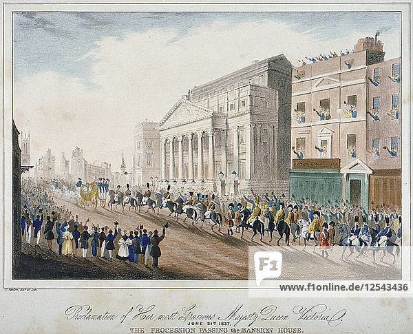 Prozession durch das Mansion House  City of London  1837. Künstler: E Sexton