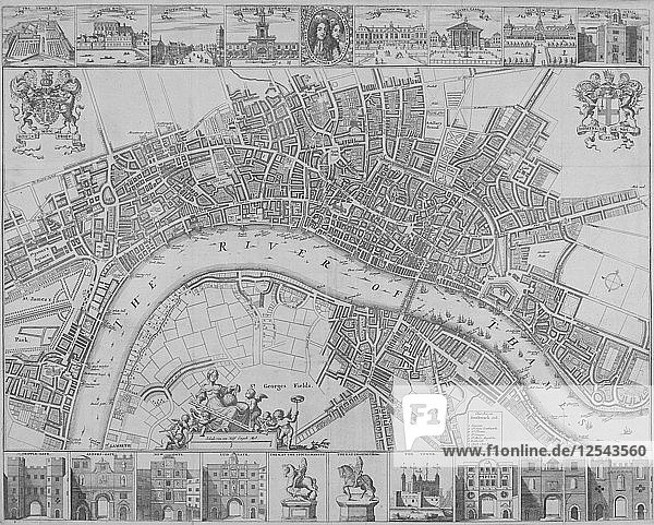Map of the Cities of London and Westminster and Southwark  1690. Artist: Anon