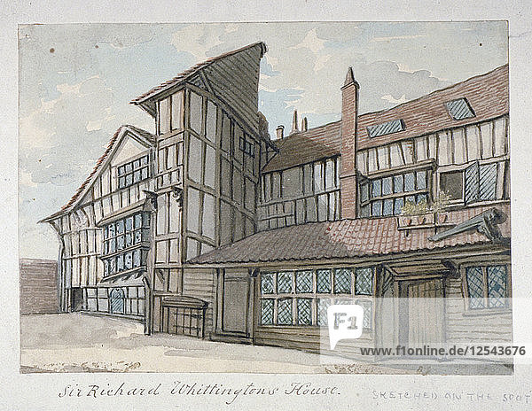 Sir Richard Whittingtons Haus  Milton Street  City of London  1800. Künstler: Samuel Ireland