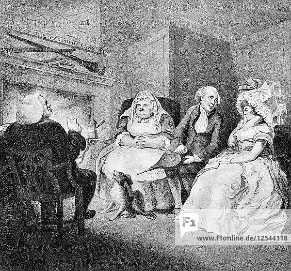 Die Feuerseite der Landvikare  1781. Künstler: E. Williams