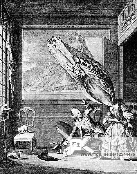 La Francoise a Londres: Die französische Dame in London oder Die Kopfbedeckung des Jahres 1771. Künstler: Unbekannt
