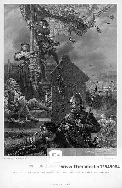 The Defence of Lathom House 1644.Artist: J Godfrey