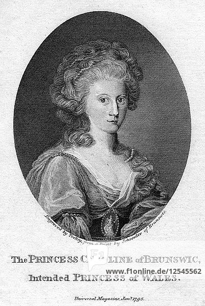 Caroline von Braunschweig  Königin-Gemahlin von König Georg IV.  1795 Künstler: Tookey