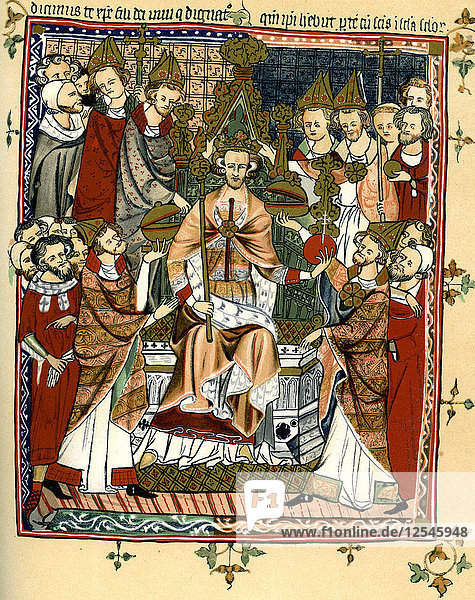 Coronation of a king  early 14th century  (1893). Artist: Unknown