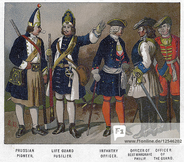 Preußische und französische Soldaten von 1704 (19. Jahrhundert). Künstler: Unbekannt