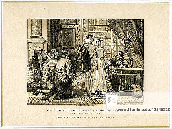 Lady Jane Greys Zögern  die Krone anzunehmen  (19. Jahrhundert). Künstler: Herbert Bourne