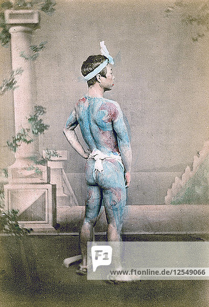 Tattooed Japanese groom (betto)  Japan  1882. Artist: Felice Beato