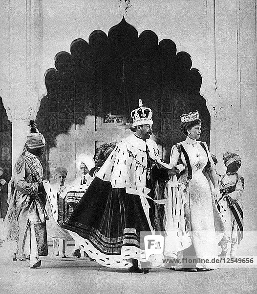 Georg V. und Königin Mary in Delhi  Indien  1911  (1935). Künstler: Unbekannt