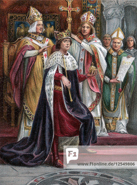 Die Krönung von Edward I.  Westminster  19. August 1274  (1902). Künstler: Unbekannt