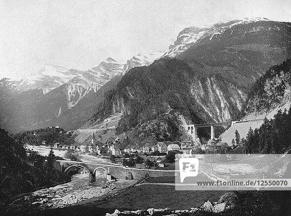 St.-Gotthard-Pass und Brücke  Schweiz  1893.Künstler: John L. Stoddard