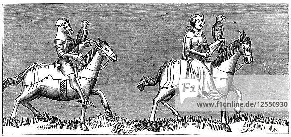 Eine Dame auf dem Weg zur Hausiererei  14. Jahrhundert (1849). Künstler: Unbekannt
