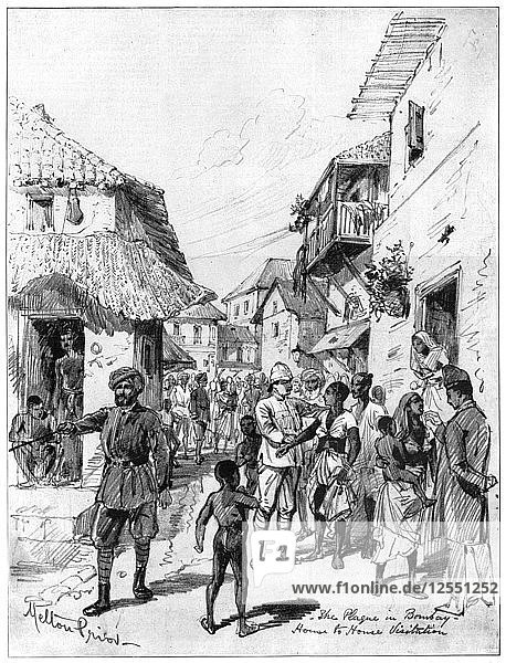 House-to-house visitation during the plague in Bombay  India  1898.Artist: Melton Prior