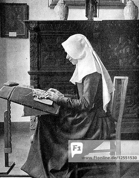 Nonne beim Klöppeln  Brügge  Belgien  1936. Künstler: Donald McLeish