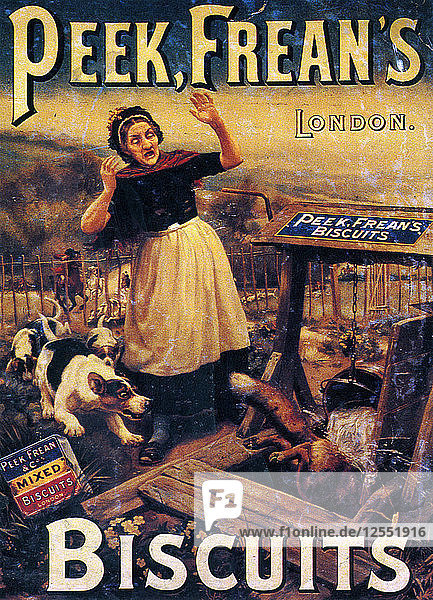 Advertisement for Peek Freans Biscuits late 19th century. Artist: Unknown