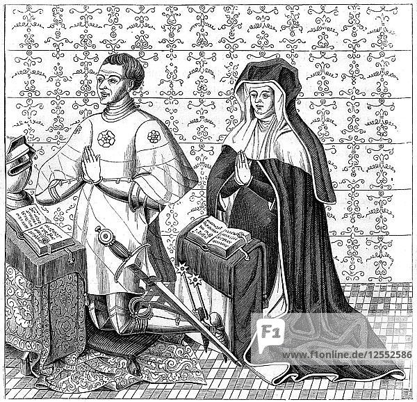 Jean Jouvenel des Ursins und seine Frau  Michelle de Vitry  betend  14. oder 15. Jahrhundert (1849). Künstler: Unbekannt