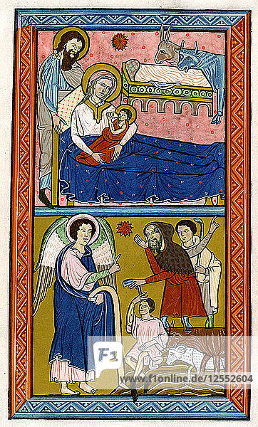 The Nativity and the Annunciation to the Shepherds  early 13th century. Artist: Unknown